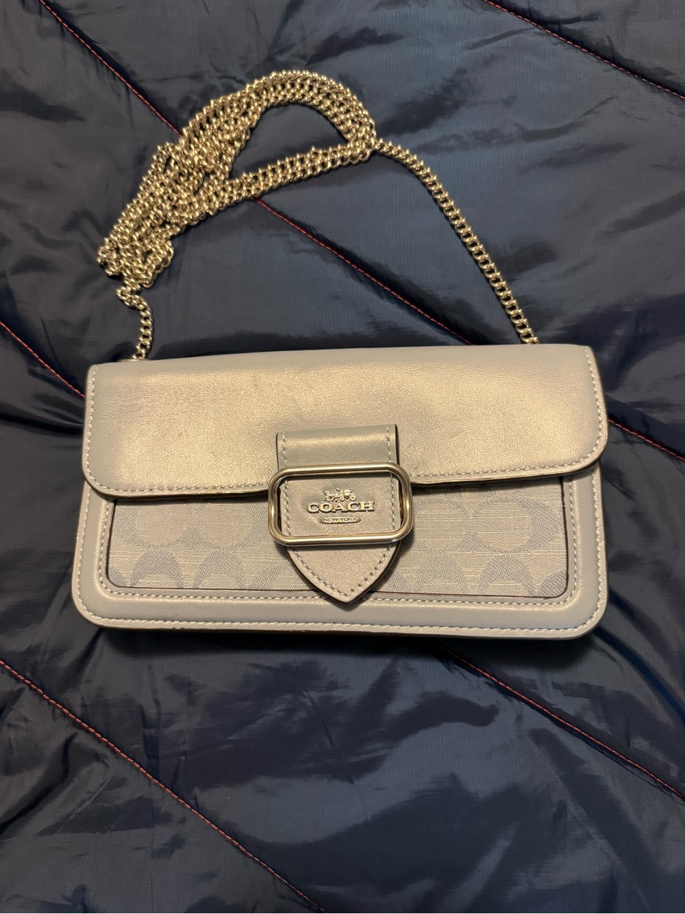 Coach Light blue Signature Crossbody with Silver Chain